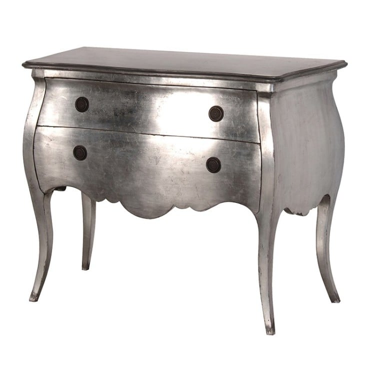 Silver Leaf Bombe Chest of Drawers | French Bedroom Furniture